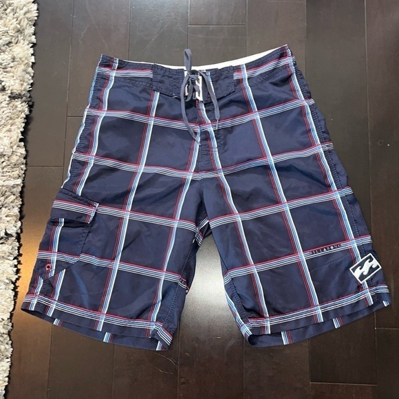Billabong Retro Surf Men's board shorts 32 inch waist Blue Plaid - Picture 1 of 8